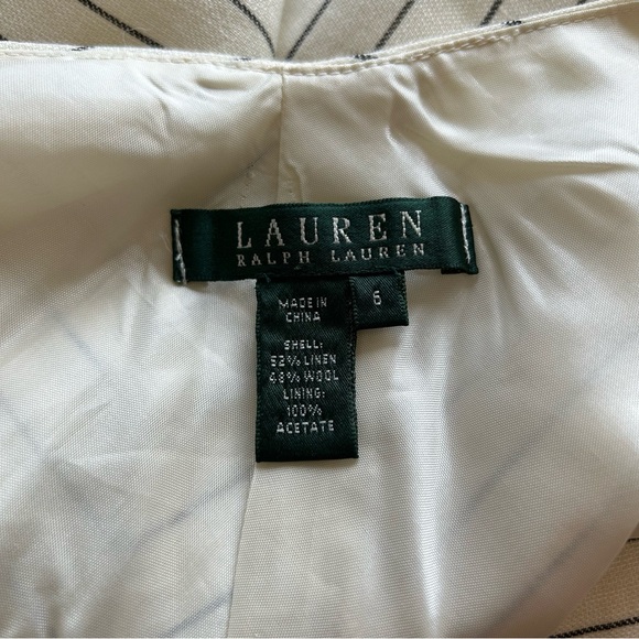 Lauren Ralph Lauren Linen Wool Stripe Fit and Flare Midi Skirt Ivory Size 6 - Picture 5 of 6